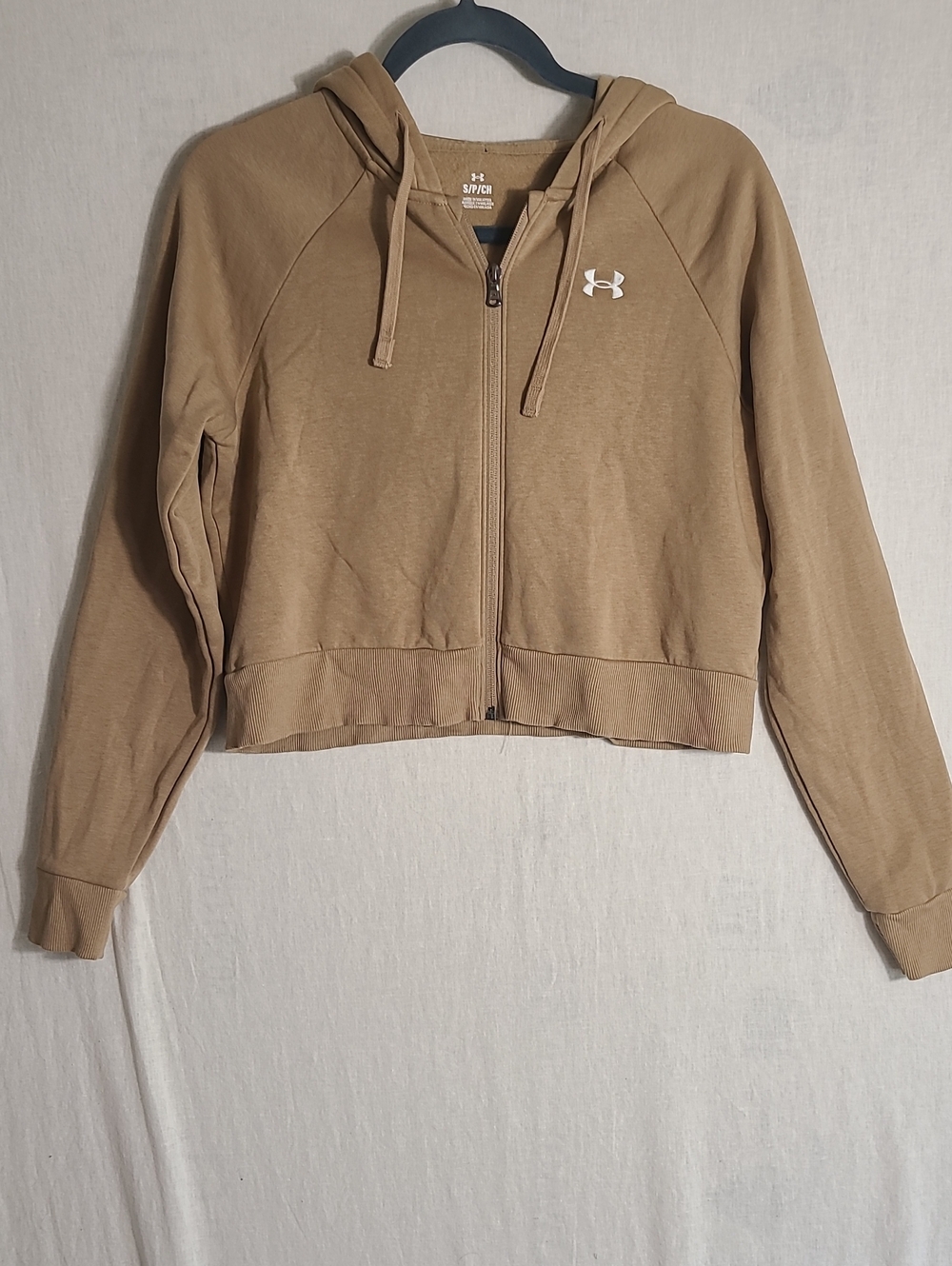 Under Armour Women's Cropped Zip Hoodie in Tan Size Small